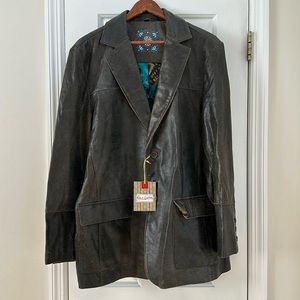 Robert Graham leather weathered blazer jacket 44/54 NEW W/TAG